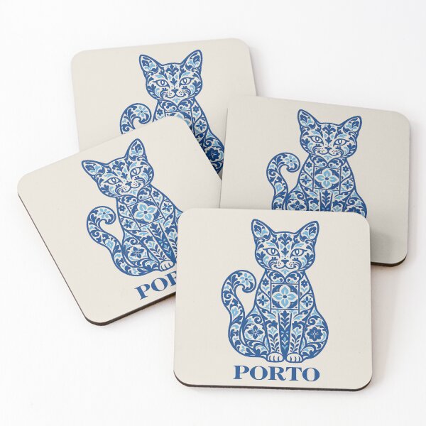 Item preview, Porto Portugal Azulejo Cat – Blue Tile  designed and sold by MavtM.