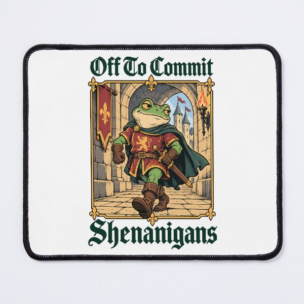 Item preview, Off To Commit Shenanigans Funny Knight Frog Meme designed and sold by roni-harbor.