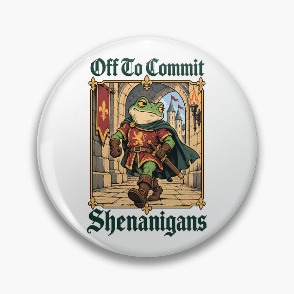 Item preview, Off To Commit Shenanigans Funny Knight Frog Meme designed and sold by roni-harbor.