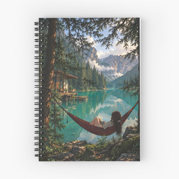 Item preview, Dreamy Mountain Lake Retreat – Cozy Hammock in the Forest designed and sold by H-Tsvetkova.