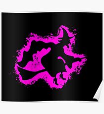 Witch cape pink and black silhouette Poster
