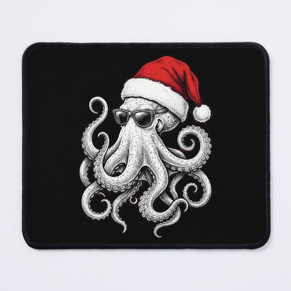 Item preview, Christmas Octopus with Santa Hat Kraken Xmas designed and sold by dudelinart.