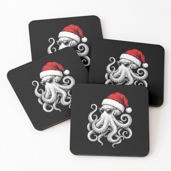 Item preview, Christmas Octopus with Santa Hat Kraken Xmas designed and sold by dudelinart.
