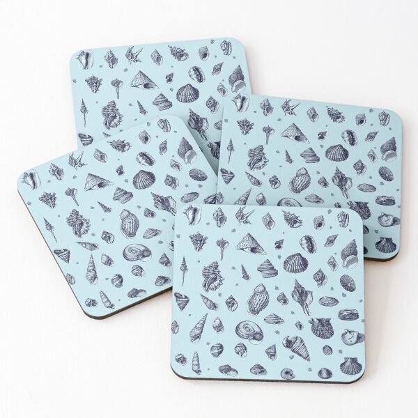 Item preview, Sea shells pattern in blues designed and sold by Nartissima.
