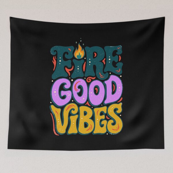 Item preview, Fire Good Vibes Funny Campfire Retro Groovy Typography designed and sold by GlimTig.