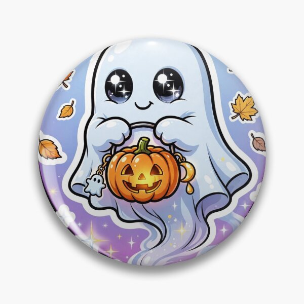 Item preview, Ghost with Pumpkin Bucket designed and sold by LunaGlow Studio.