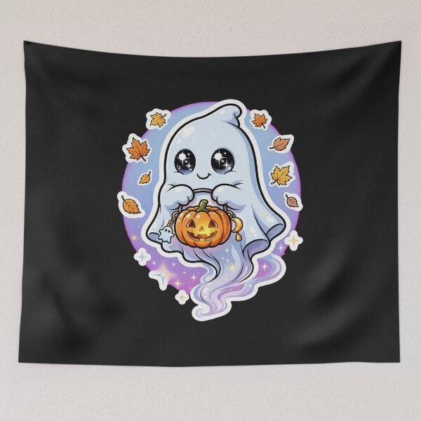 Item preview, Ghost with Pumpkin Bucket designed and sold by LunaGlow Studio.