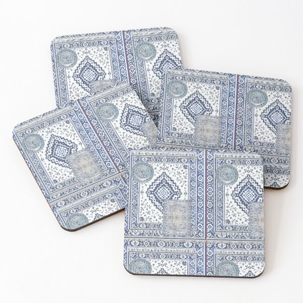 Item preview, Blue Ceramic and Vintage Rug Pattern Collage designed and sold by meri3465.