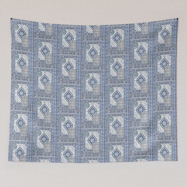 Item preview, Blue Ceramic and Vintage Rug Pattern Collage designed and sold by meri3465.