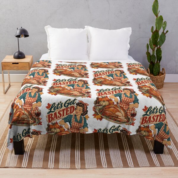 Item preview, Lets Get Basted Vintage Thanksgiving Turkey Roast Wine Retro Pin Up designed and sold by KippyMcCall.