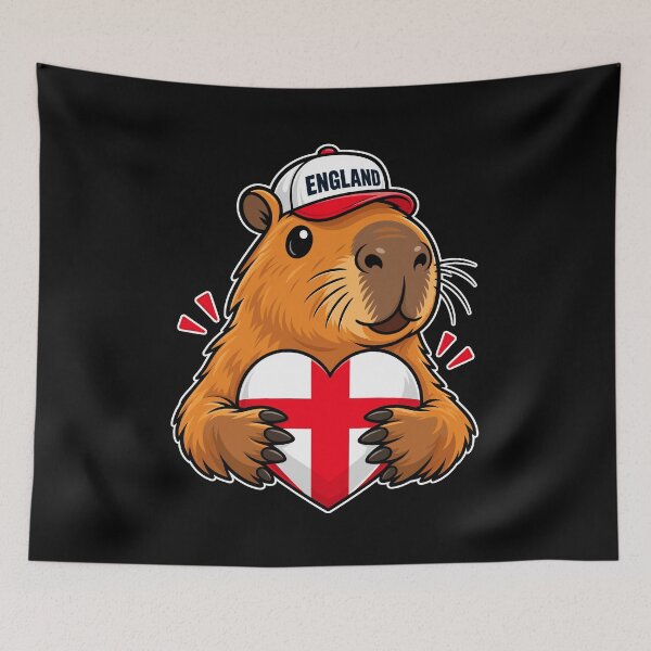 Item preview, Cute Capybara England Pride Heart Flag Design designed and sold by stmpdwrld.