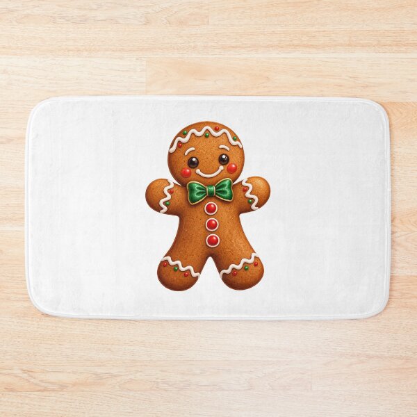 Item preview, Cute Christmas Gingerbread Man with Green Bow Tie – Holiday Art designed and sold by Pixanova.