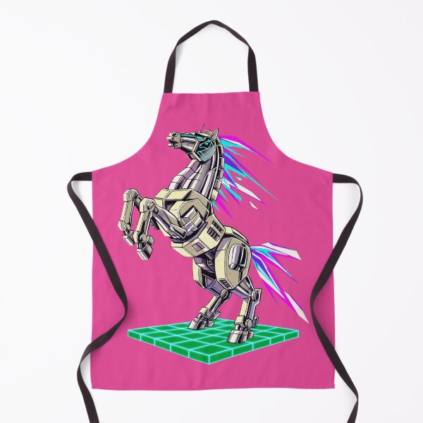 Item preview, Synthwave Mecha Chess Knight Neon Robot Horse designed and sold by KungPowUnicorn.