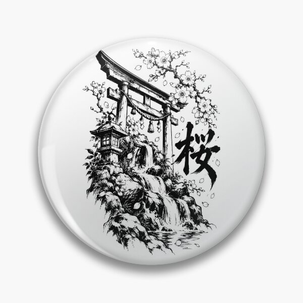 Item preview, Japanese Nature - Sakura Torii Waterfall Inkscape designed and sold by bapupa.