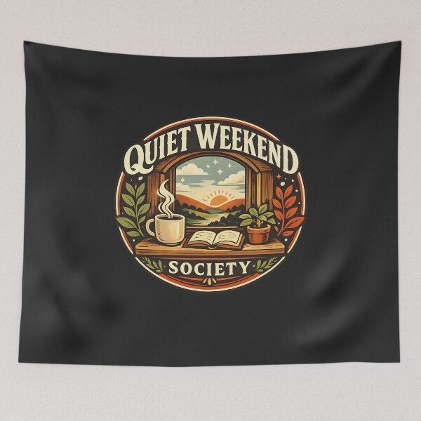 Item preview, Quiet Weekend Society Retro Cabin Coffee and Book Club Badge designed and sold by MCV-Designs.