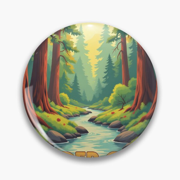 Item preview, Boulder Creek California – Vintage Redwood Forest Travel Poster designed and sold by LSVart.