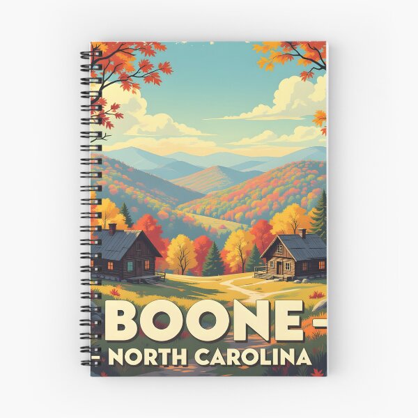 Item preview, Boone North Carolina – Vintage Autumn Mountain Cabin Travel Poster designed and sold by LSVart.