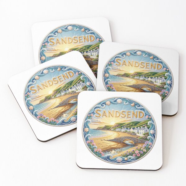 Item preview, Sandsend England Yorkshire Coast Beach Village Embroidered Patch Sticker designed and sold by Imaginarium of Chaos falcon88 .