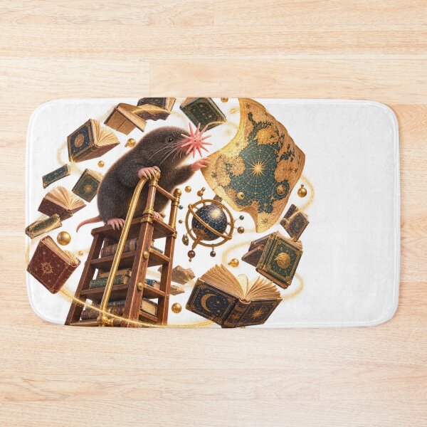 Item preview, Curious Star Nosed Mole Floating Map Library Illustration for Shirts Stickers Mugs and Gifts designed and sold by Oddly Tiny Zoo.