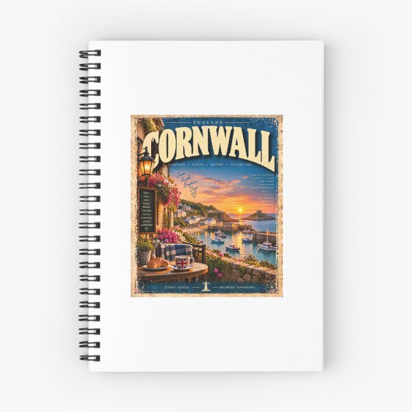 Item preview, Cornwall England Vintage Travel  – Charming Coastal Village and Seaside Sunset designed and sold by Fleetwood1994.