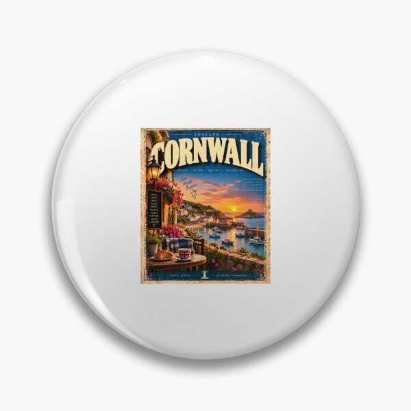 Item preview, Cornwall England Vintage Travel  – Charming Coastal Village and Seaside Sunset designed and sold by Fleetwood1994.