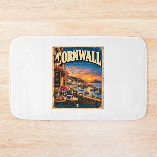 Item preview, Cornwall England Vintage Travel  – Charming Coastal Village and Seaside Sunset designed and sold by Fleetwood1994.