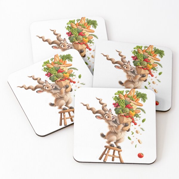 Item preview, Funny Markhor Grocery Balancing Chaos Animal Illustration for Shirts Stickers Mugs and Gifts designed and sold by Oddly Tiny Zoo.