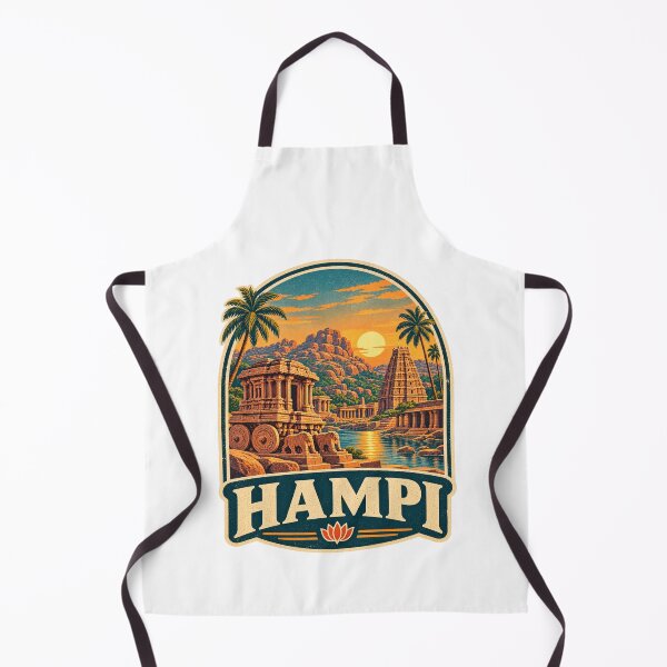 Item preview, Hampi India Vintage Travel Badge - Stone Chariot Sunset & Temple Art designed and sold by Globalcitytees.