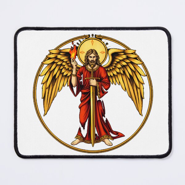 Item preview, Archangel Uriel Flaming Sword | Gold Illuminated Manuscript Art designed and sold by Midnight Sigil.