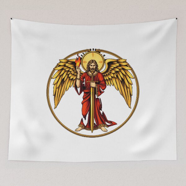 Item preview, Archangel Uriel Flaming Sword | Gold Illuminated Manuscript Art designed and sold by Midnight Sigil.