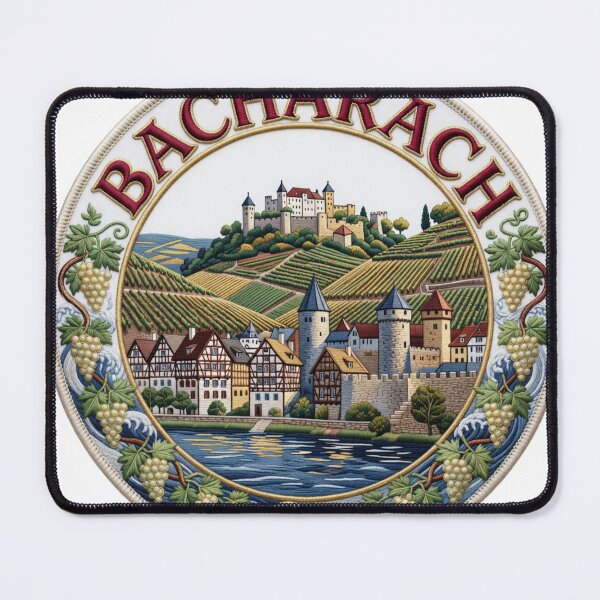 Item preview, Bacharach Germany Rhine Valley Wine Village Castle Embroidered Patch Sticker designed and sold by Imaginarium of Chaos falcon88 .