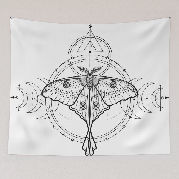 Item preview, Sacred Moth Geometry | Mystical Tattoo Line Art designed and sold by rigelcreation.