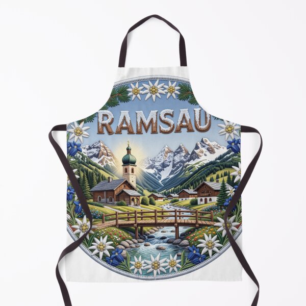 Item preview, Ramsau Germany Bavarian Alps Mountain Church Village Embroidered Patch Sticker designed and sold by Imaginarium of Chaos falcon88 .