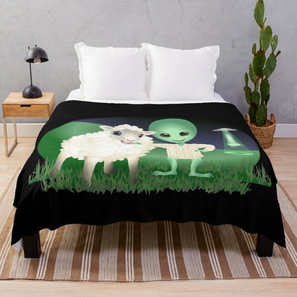 Item preview, Aliens want Jumpers too 'little green man' with Sheep designed and sold by Adamo-illustration.