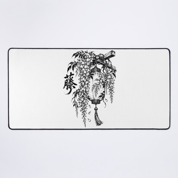 Item preview, Ink-Washed Japanese Wisteria Lantern and Kanji designed and sold by bapupa.