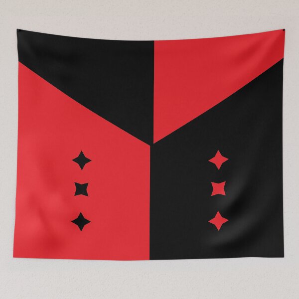 Item preview, Red and black devil half and half pattern designed and sold by fluffyfamcraft.