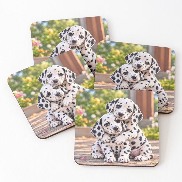 Item preview, Dalmatian Puppies Cuddling – Adorable Spotted Dogs designed and sold by Wild Bloom Paws.