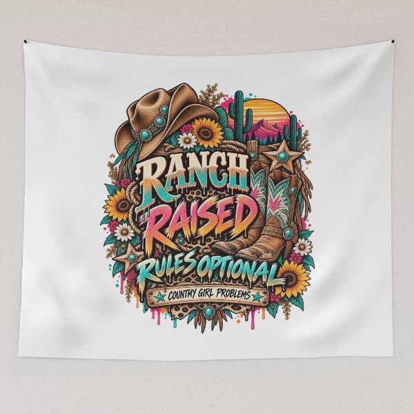 Item preview, Ranch Raised Rules Optional Country Girl Western Boots Sunflower designed and sold by MountanBaugh.