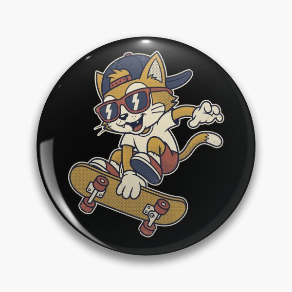Item preview, Retro cartoon cat on a skateboard, ideal for stickers and streetwear designed and sold by ElegantOutlines.