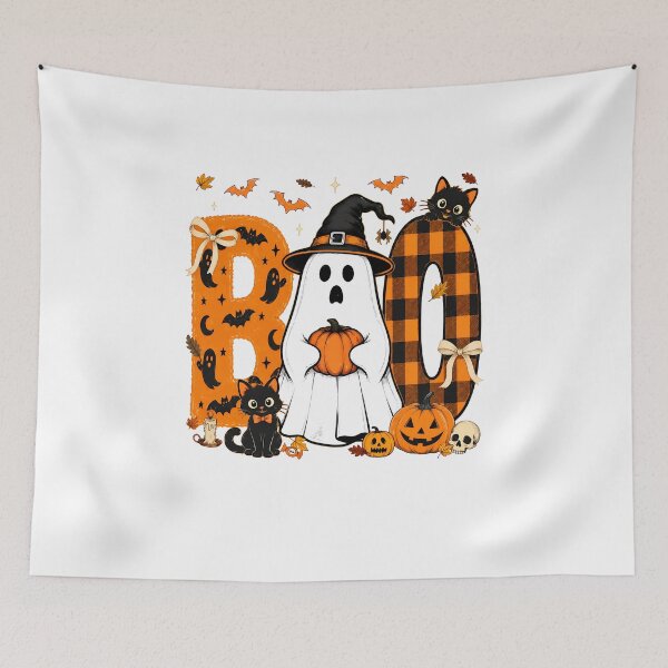 Item preview, Cute Boo Ghost Halloween Witch Hat Pumpkin Black Cat designed and sold by Dmo3HarkoArt.