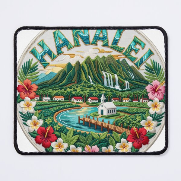 Item preview, Hanalei Hawaii USA Kauai Tropical Bay Village Embroidered Patch Sticker designed and sold by Imaginarium of Chaos falcon88 .