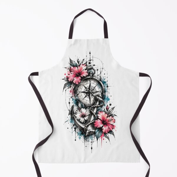 Item preview, Nautical Compass and Anchor with Hibiscus Flowers designed and sold by MichalHau.