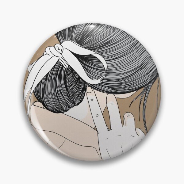 Item preview, Elegant Woman Looking Back with Hair Ribbon Line Art Illustration designed and sold by Chroma Art Co.