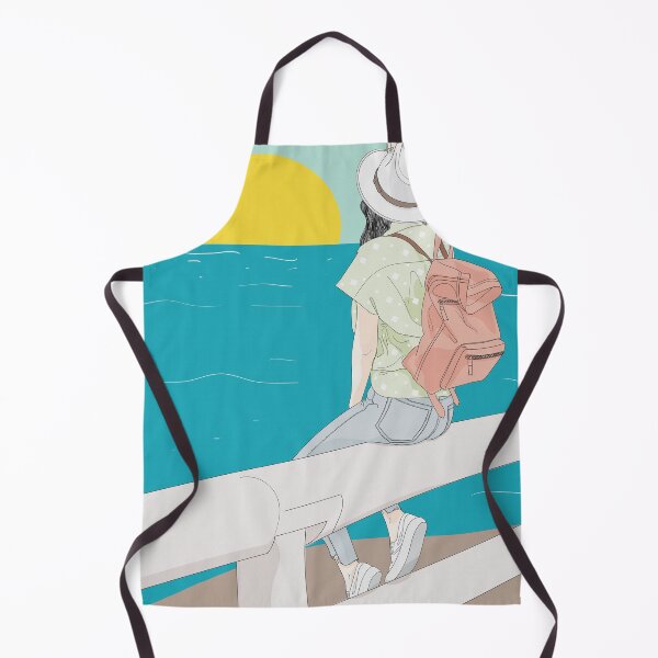 Item preview, Wanderlust Woman Watching Sunset by the Ocean Illustration designed and sold by Chroma Art Co.