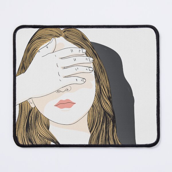 Item preview, Shy Blonde Woman Face Palm Line Art Illustration designed and sold by Chroma Art Co.