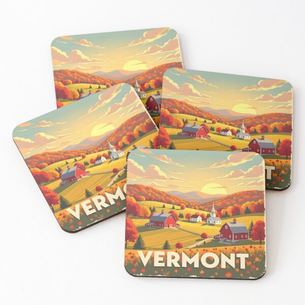 Item preview, Vermont – Vintage Autumn Farm Landscape Travel Poster designed and sold by LSVart.