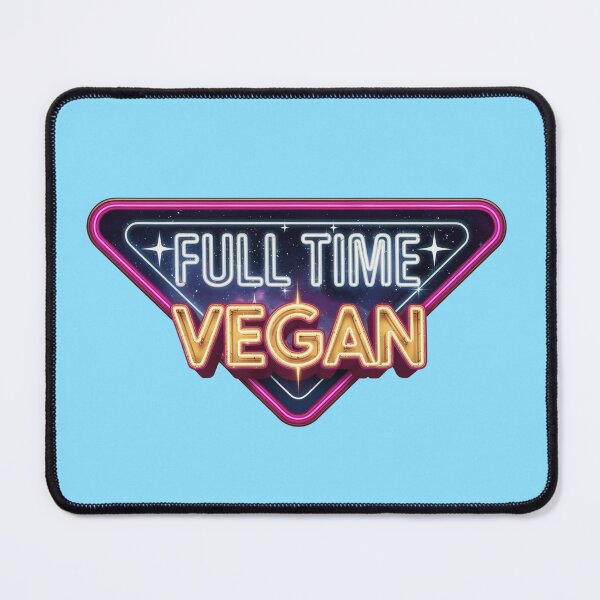 Item preview, Full Time Vegan Retro Neon Sign 80s Synthwave Badge designed and sold by Veganizer.art.