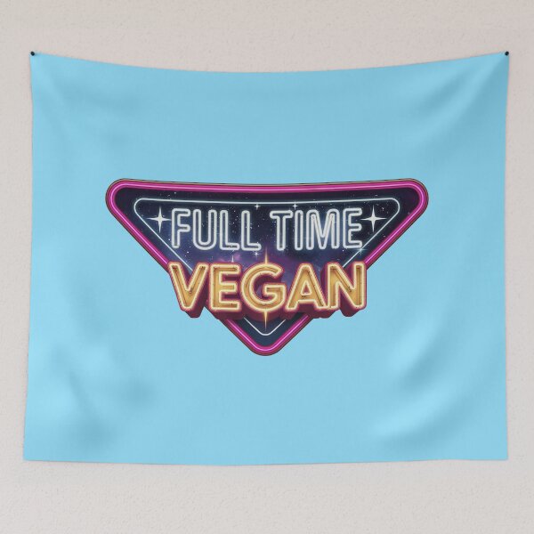 Item preview, Full Time Vegan Retro Neon Sign 80s Synthwave Badge designed and sold by Veganizer.art.