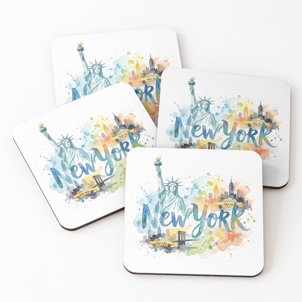 Item preview, Colorful Watercolor New York City Skyline and Landmark Illustration designed and sold by jopiew.