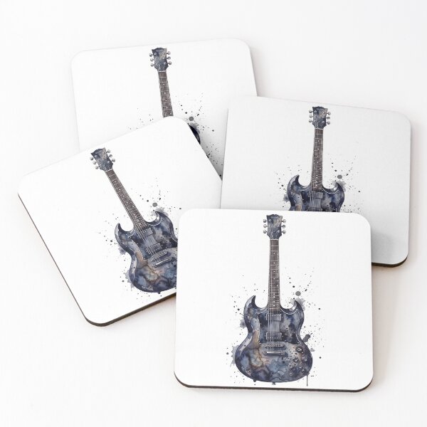Item preview, Artistic Watercolor Electric Guitar Illustration with Paint Splashes designed and sold by jopiew.